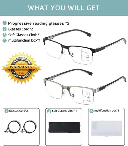 Vista 8 de Gafas de Lectura Multifocales para Hombres, Bifocales, Progresivas, Multifocales, sin Línea, de Lectura de Computadora, Bloqueo de Luz Azul, Armazón