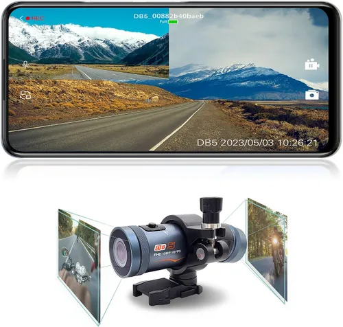 Vista 4 de LKT Cámara de salpicadero de motocicleta delantera y trasera con GPS y WiFi, casco de doble cámara y grabadora de bicicletas con sensor Sony Starvis