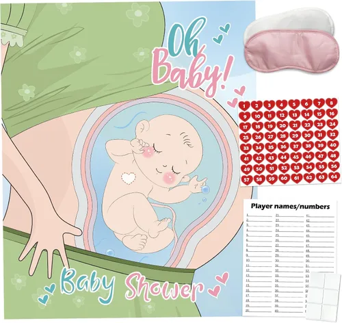 Vista 9 de PARTYLOUD Pin The Sticker en el pañal, juegos de baby shower, divertidos juegos de baby shower, actividades temáticas de pañales, juegos de fiesta