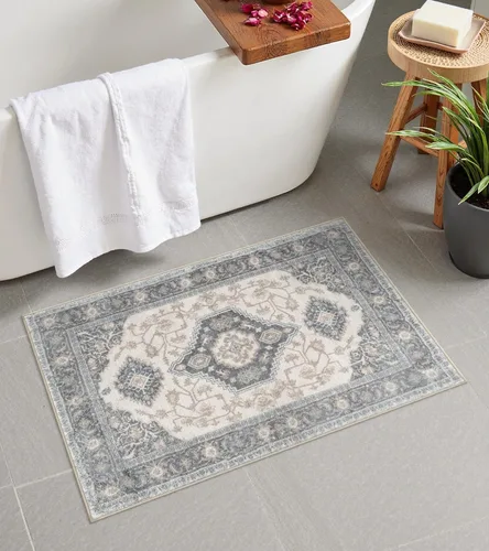 Vista 18 de Alfombras de Baño Bohemias Azules Seavish, Tapete de Baño Absorbente Vintage Desgastado de 18x26 Pulgadas, Alfombra de Baño Pequeña Antideslizante