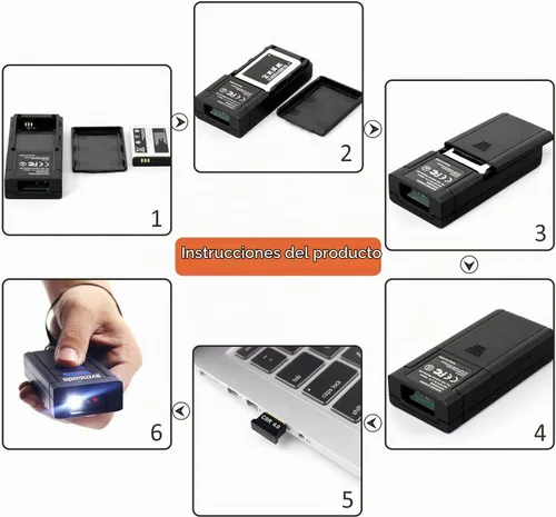 Vista 6 de Symcode Escáner de código de barras Bluetooth 2D, mini escáner de código de barras CMOS inalámbrico de mano 1D 2D con conexión inalámbrica