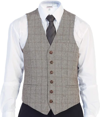 Vista 61 de Gioberti Chaleco de tweed formal de 6 botones para hombres