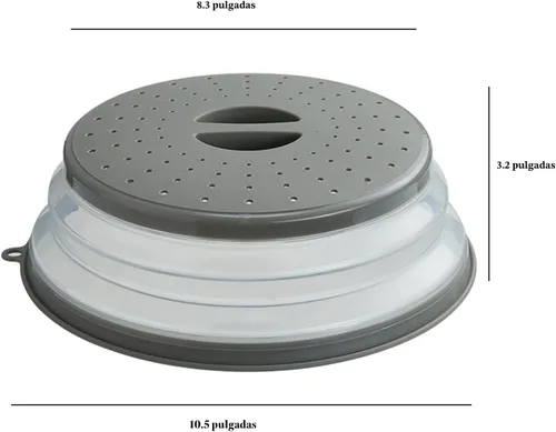 Vista 6 de Cubierta para salpicaduras de microondas ventilada para alimentos, protector de salpicaduras y colador de cocina para frutas y verduras, cubierta