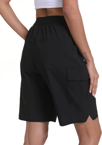 Vista 3 de Pantalones cortos de senderismo para mujer, de secado rápido, ligeros, para viajes, atletismo