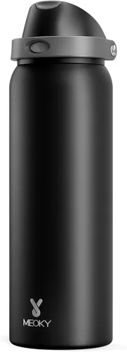 Vista 64 de Botella de agua de 24 onzas para el día de San Valentín: Botella de agua de acero inoxidable Meoky con popote y tapa de boquilla, a prueba de fugas