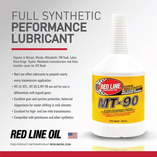 Vista 3 de Red Line 50306 MT-90 75W-90 GL-4 Lubricante para Transmisión Manual y Transeje (MTL) - 5 Galones