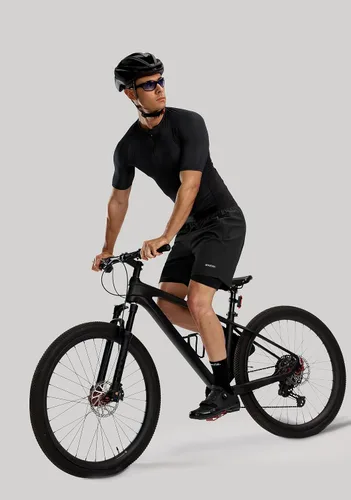 Vista 6 de Bikewa - Pantalones cortos de ciclismo de montaña para hombre, con acolchado 3D, ajuste holgado, con bolsillos con cremallera