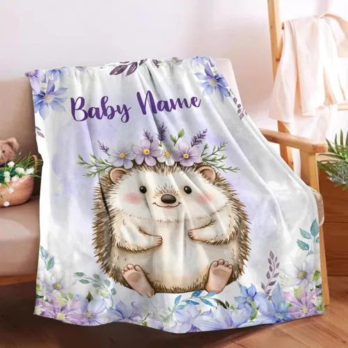 Vista 14 de Manta de bebé personalizada para niñas y niños pequeños, recién nacidos, regalos personalizados de vaca floral con nombre y texto, 40 x 30 pulgadas