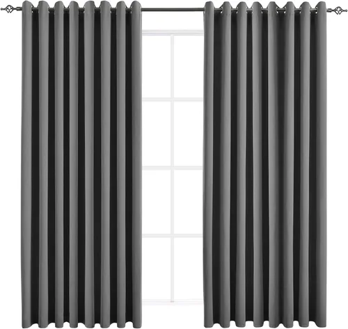 Vista 59 de Cortinas opacas para dormitorio, con aislamiento térmico y bloqueo de luz, para oscurecer la habitación, cortinas con ojales sólidos para ventana