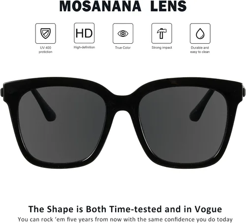 Vista 4 de mosanana Gafas de sol de gran tamaño para mujer estilo cuadrado de moda modelo DIVA