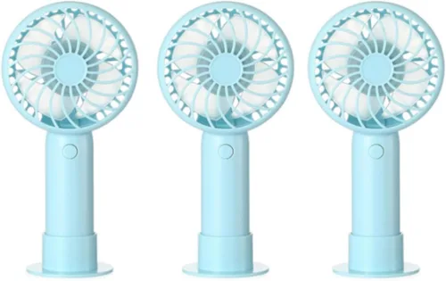 Vista 21 de Tujoe Mini ventilador de mano potente de 3 velocidades, ventilador personal pequeño portátil recargable con base USB para mujeres, maquillaje