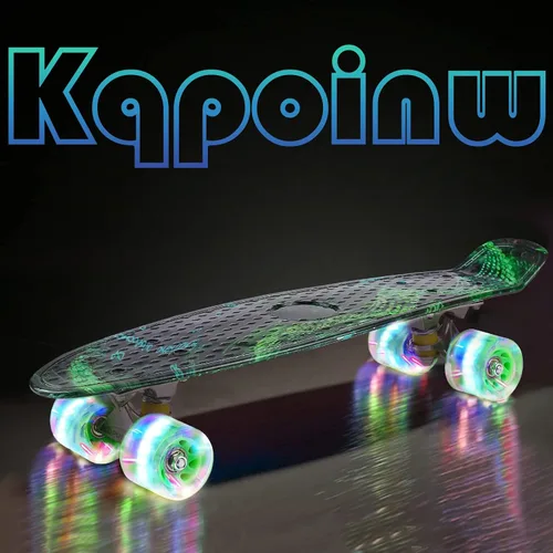 Vista 2 de Patinetas, Monopatín Completo de 56 cm, Mini Cruiser para Niños, Niñas, Adolescentes Principiantes con Ruedas de Luces Intermitentes Coloridas