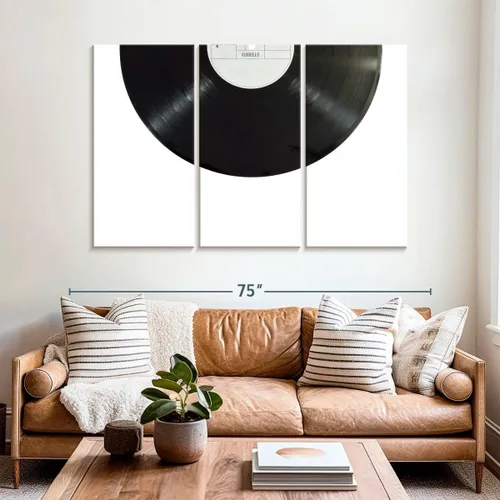 Vista 92 de Elephant Stock BW - Reproductor de discos de vinilo para pared, lienzo horizontal, decoración de pared de sala de estar de 3 piezas, impresión