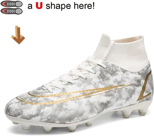 Vista 2 de Botas de fútbol Hightop para hombre, zapatos deportivos para exteriores, zapatos de fútbol de césped, picos para interiores y jóvenes