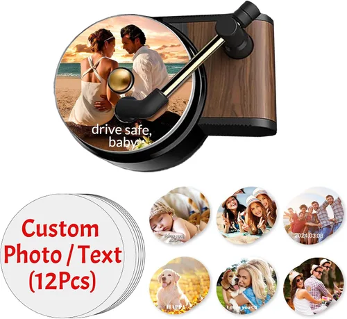 Vista 9 de Ambientador de aire personalizado con foto para automóvil, ambientador de doble cara personalizado para automóvil, ambientador de olor con texto