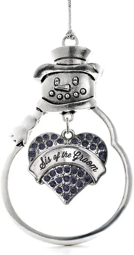 Vista 20 de Inspired Silver - Fuerza Aérea - Adorno de Navidad plateado - Adorno de árbol de Navidad con colgante de corazón azul con circonita cúbica
