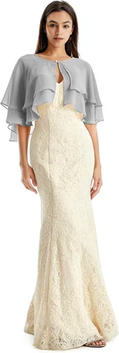 Vista 3 de Soft Chiffon Shawls and Wraps for Evening Dresses Sheer Wedding Shawl Wrap Scarves for Bridal Capelets Cape Cover Up