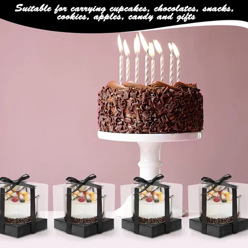 Vista 2 de 12 cajas transparentes para cupcakes de 3.5 pulgadas (negro)