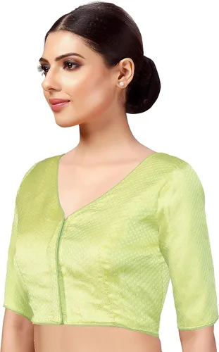 Vista 2 de Chandrakala Blusa corta con cuello en V para mujer, (B213-P)