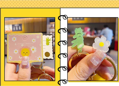 Vista 4 de Lindo llavero de animal líquido flotante Kawaii llaveros mochila colgante colgante pulsera llavero llavero para niñas mujeres