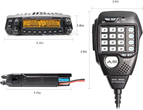 Vista 3 de AnyTone Transmisor móvil de banda dual VHF/UHF Transmisor Vehículo Radio AT-5888UV
