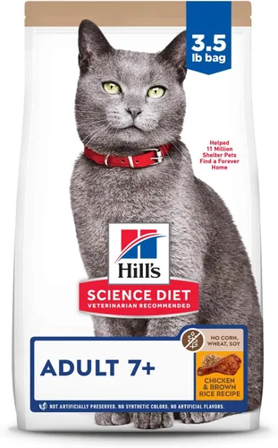 Vista 15 de Hill's Science Diet Adult 7+, Senior Adult 7+ Premium Nutrition, alimento seco para gatos, receta de pollo, bolsa de 4 libras