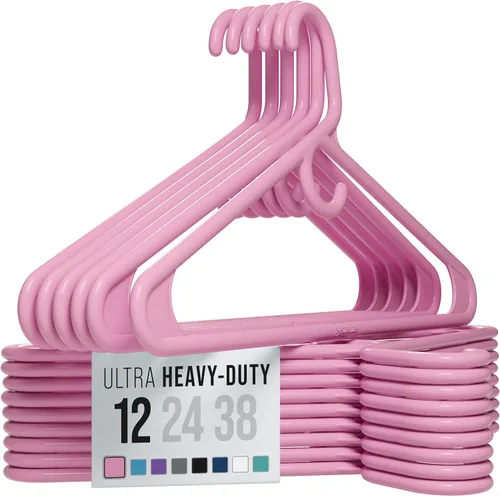 Vista 26 de NEATERIZE Perchas de ropa de plástico ultra resistentes - Aqua - Percha duradera para abrigos, trajes y ropa. Perchas De Ropa (Paquete de 12 - Aqua)