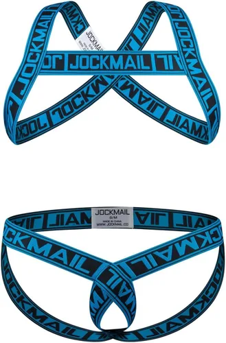 Vista 13 de JOCKMAIL Arnés de fitness para hombre con correa de hombro para hombre, ropa interior elástica cómoda y suspensorio 905+299azul