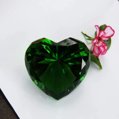 Vista 6 de Crystal Diamonds Heart (verde) PAPERWEIGHT, Gratis Personalizado Grabado Personalizado