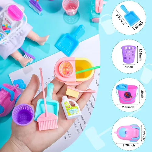 Vista 3 de 22 Piezas de Mini Suministros de Limpieza para Casa de Muñecas en Miniatura, Accesorios para Casa de Muñecas, Accesorios de Decoración de Muebles