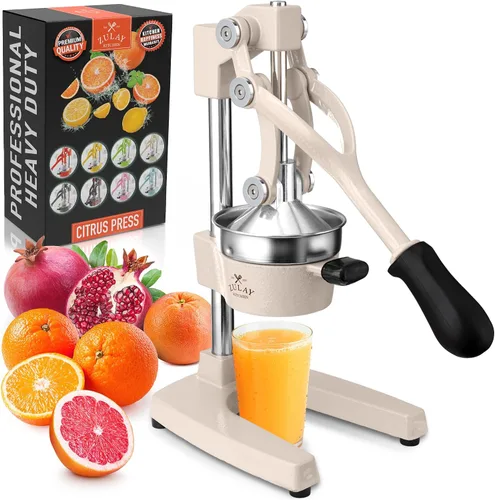 Vista 58 de Zulay Kitchen Exprimidor de hierro fundido, exprimidor de naranja resistente con coladores desmontables para una fácil limpieza, prensa de cítricos