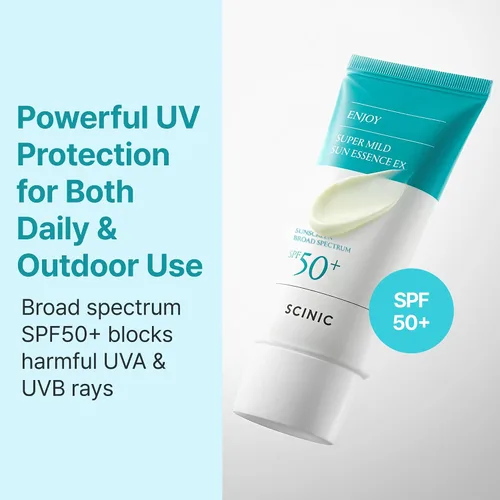Vista 3 de SCINIC Enjoy Super Mild Sun Essence EX 1.69 fl oz (1.7 fl oz) SPF 50+ Protector solar ligero, de rápida absorción e hidratación, cuidado