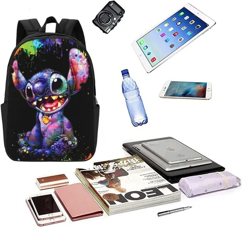 Vista 3 de Kunwioz Mochila de dibujos animados de 17 pulgadas, casual, ligera, multifuncional, mochila deportiva de viaje, color1, Mochilas Daypack