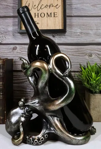 Vista 9 de Ebros Gift Portabotellas de vino de pulpo gigante marino The Call of Cthulhu Kraken Figurine 8 pulgadas de largo náutico océano profundo criatura