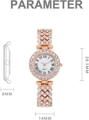 Vista 7 de Weicam Elegante pulsera de cristal para mujer y niña, juego de joyas analógico de cuarzo