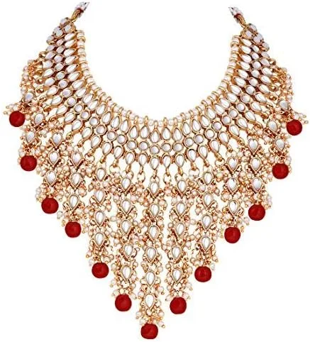 Vista 2 de Aheli Elegant Indian Wedding Wear Faux Kundan Studded Choker Necklace with Maang Tikka Set Ethnic Fashion Jewelry for Women