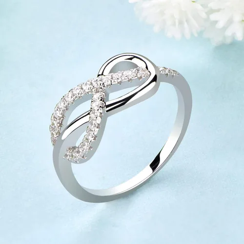 Vista 2 de STARCHENIE Anillo infinito para mujer, anillo de plata de ley 925, Plata de ley 925, metal