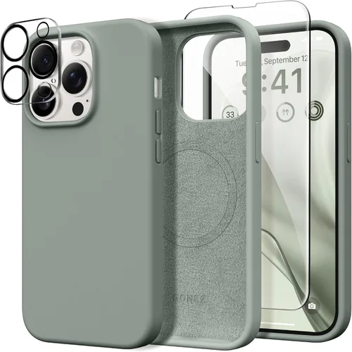 Vista 135 de GONEZ Funda magnética para iPhone 14, compatible con Magsafe, con protector de pantalla + protector de cámara, forro de microfibra antiarañazos