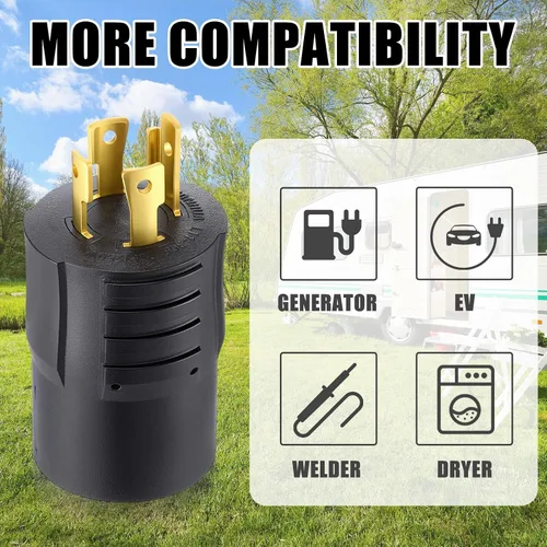 Vista 6 de Kanayu Adaptador para Generador y Soldador Compatible con NEMA L14-30P a L6-30R, Enchufe Macho de 4 Clavijas de 30A a Receptáculo Hembra de Bloqueo