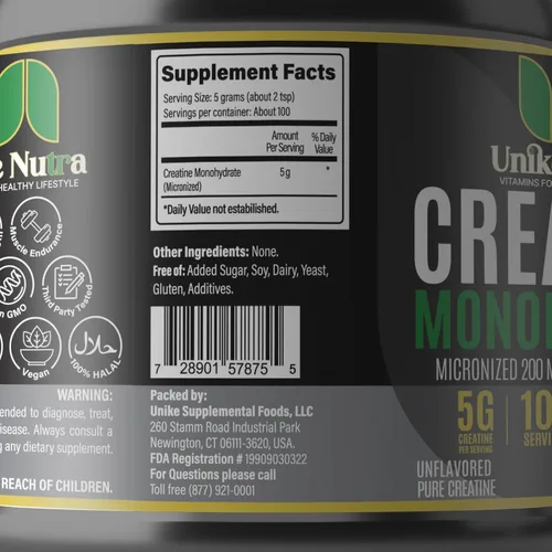 Vista 3 de Suplemento en polvo de monohidrato de creatina pura, sin sabor, apoya la energía muscular a granel, la recuperación y la fuerza, suplemento