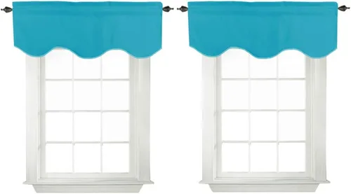 Vista 40 de Turquoize - Cenefa opaca para ventanas de cocina/baño/sala de estar/dormitorio con aislamiento térmico, cenefa festoneada con bolsillo para Aqua