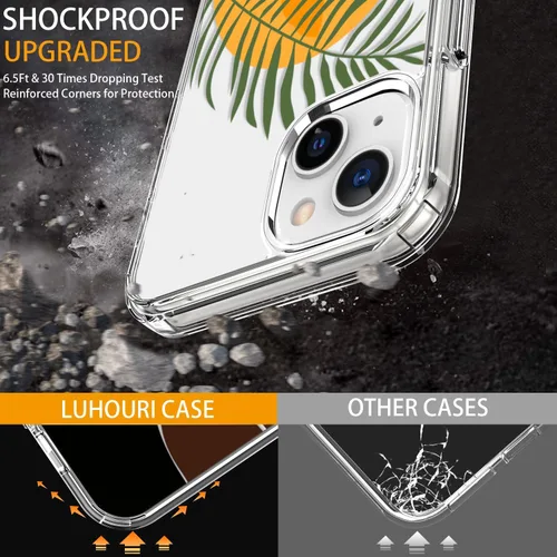 Vista 3 de LUHOURI Funda para iPhone 15 Plus con protector de pantalla, transparente de acrílico, diseños de moda para mujeres y niñas, funda protectora a