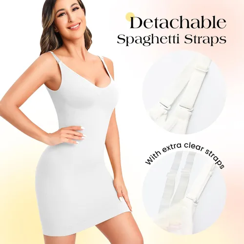 Vista 3 de Faja moldeadora para debajo de los vestidos, vestido de mujer, moldeador de cuerpo, control de abdomen, camisola completa debajo del vestido