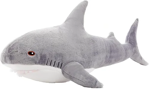 Vista 11 de Peluche de tiburón gigante de 39.4 pulgadas, almohada de tiburón de peluche súper suave y linda, decoración de habitación para niños y niñas, regalo
