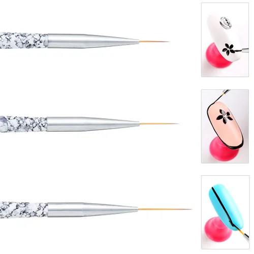 Vista 5 de Tbestmax Cepillo profesional para arte de uñas, pintura en gel UV, pinceles de uñas acrílicas, pinceles de rayas para trazos cortos, detalles