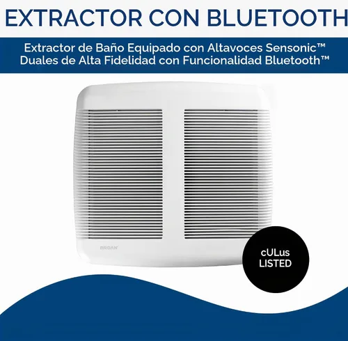 Vista 2 de Broan-NuTone Ventilador de ventilación con altavoz Bluetooth SPK110, certificado ENERGY STAR, 110 CFM, 1.0 Sones, blanco