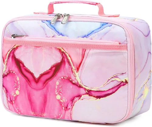 Vista 19 de LOIDOU Lonchera para niños y niñas, bolsa térmica con aislamiento térmico y reutilizable, para viajes escolares (dinosaurio)