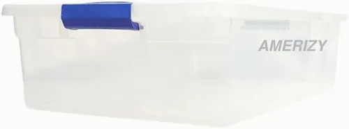 Vista 6 de Contenedor de almacenamiento de plástico para debajo de la cama de 32 cuartos de galón con tapa de pestillo, contenedor apilable transparente