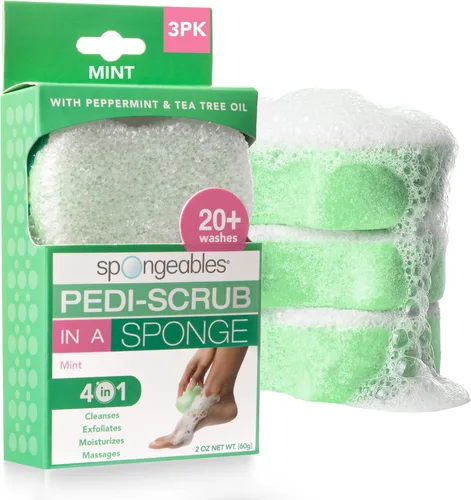 Vista 32 de Spongeables Pedi Scrub Foot Exfoliating 20+ Wash Sponge, aceite de argán, 2