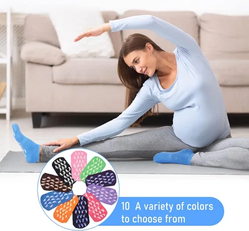 Vista 5 de 30 pares de calcetines antideslizantes para yoga, multiestilo, calcetines deportivos coloridos para hospital, para mujeres y hombres, barra de yoga